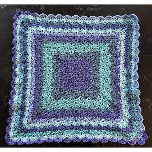 NEW Handmade Crochet Shell Stitch 30 x 30 Inch Baby Blanket Afghan Multicolor